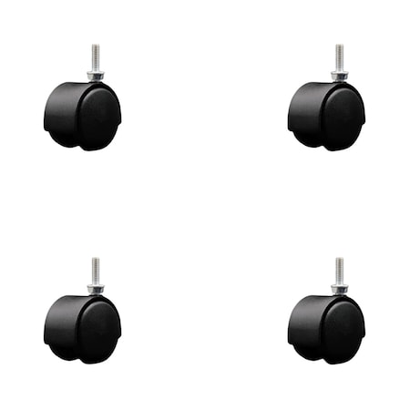 Service Caster 2'' Black Metal Hood Twin Wheel Caster Nylon Wheels 5/16 Thread Stem , 4PK SCC-TS02S50D-NYS-FB-5161810-4